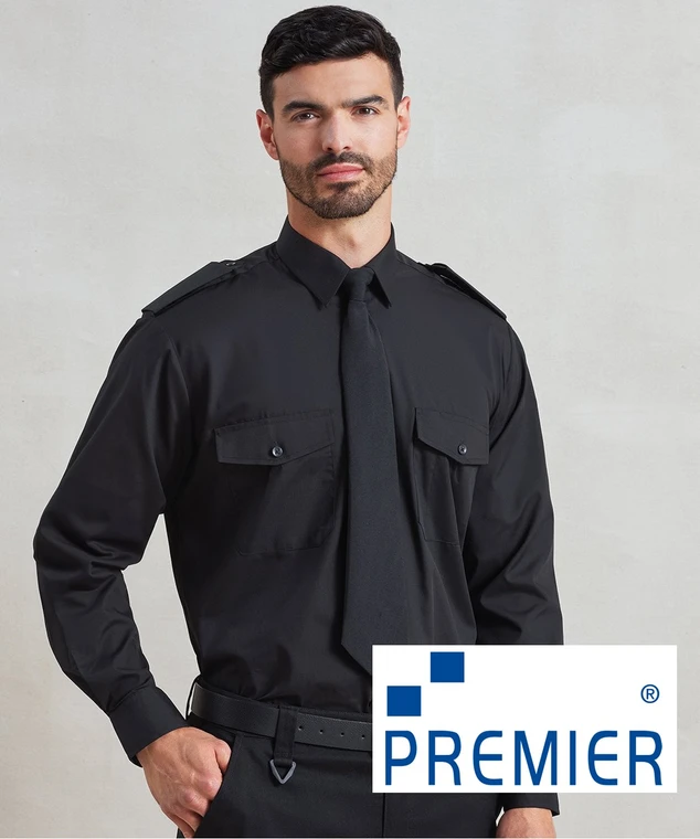 Premier PR210 Long Sleeve Pilot Shirt custom security workwear shirt