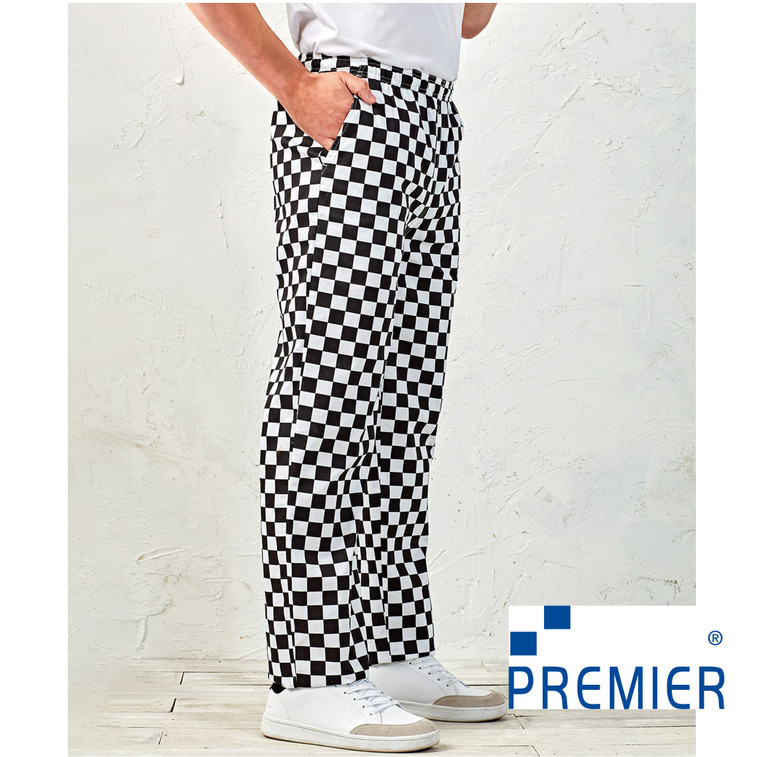 PR553 Premier Black/White Check Essential Chef Pants