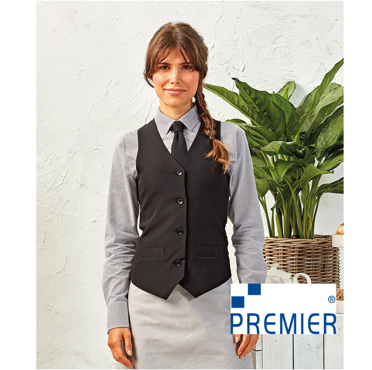 PR623 Premier Black Womens Lined Waistcoat