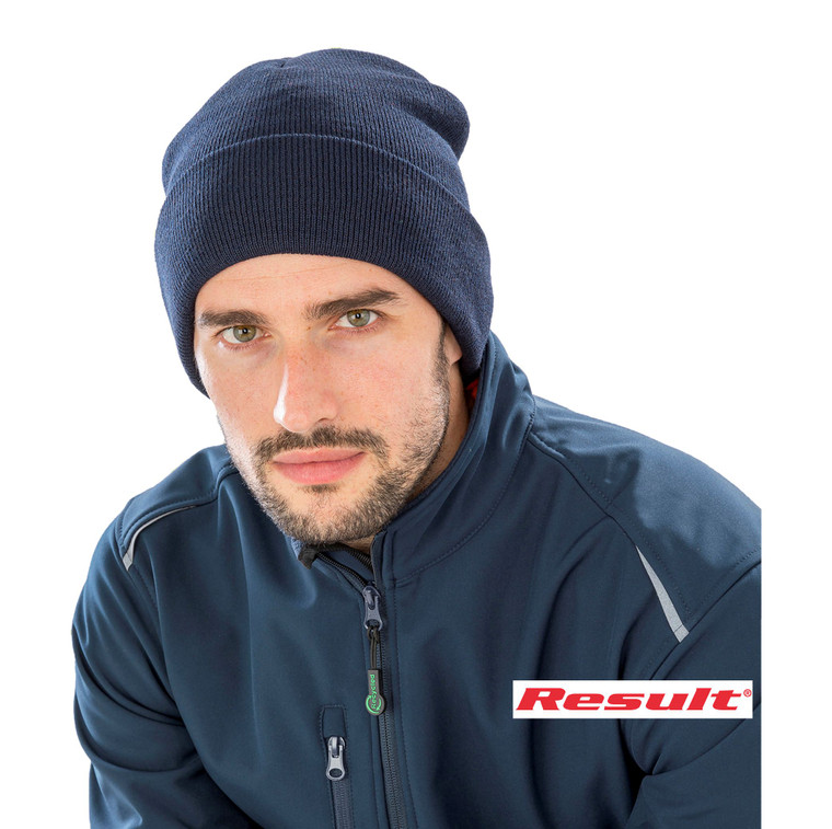 Result RC933 recycled Thinsulate beanie custom embroidered thermal workwear hat