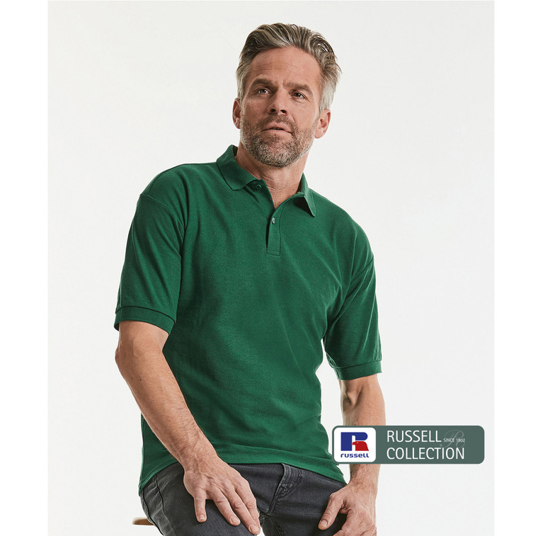 J539M Russell Bottle Green Classic Polycotton Polo Shirt