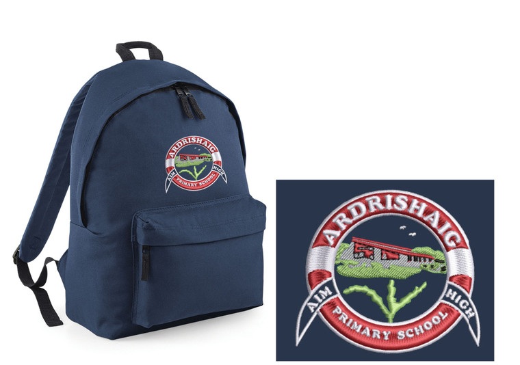 Ardrishaig  Primary School navy blue backpack with embroidered school logo