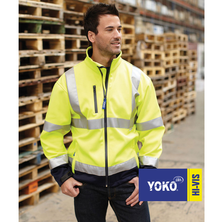 YK040 Yoko Yellow/Navy Hi-Viz Softshell Jacket