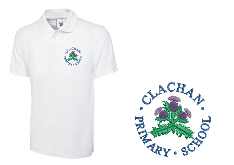 Clachan Primary School Uniform Children's Polo Shirt White