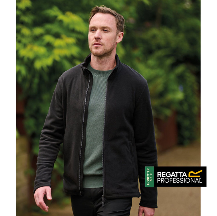 Regatta Professional RG360 Recycled Full Zip Microfleece made from 210gsm recycled polyester for embroidered workwear