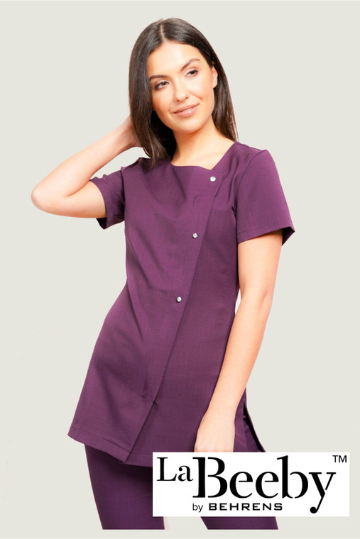 La Beeby Beau ladies asymmetrical tunic embroidered beauty salon uniform