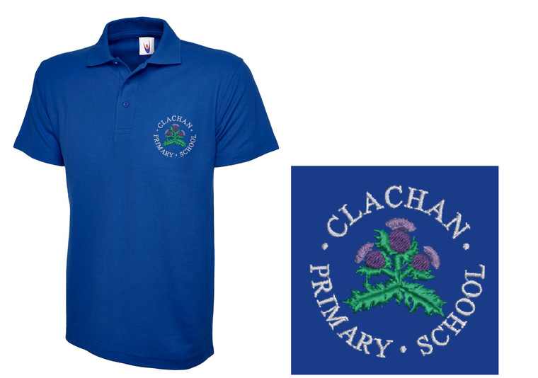 Royal Blue Clachan Primary School uniform Childrens Polo Shirt