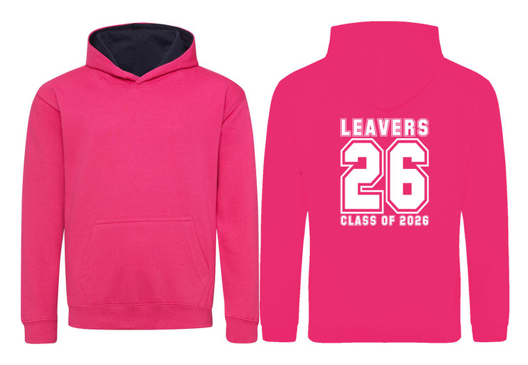Primary School Leavers Varsity Hoodie 2026 Print 1 Hot Pink & French Navy
