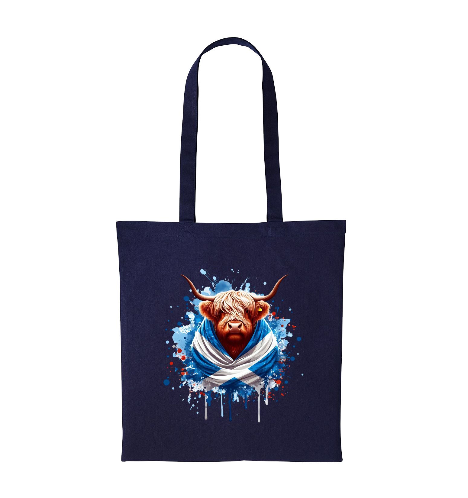 Scottish printed tote bag with illustrated design