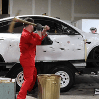 Golden Pickaxe from FUBAR PAC Tesla Smash Event 2025 GIF