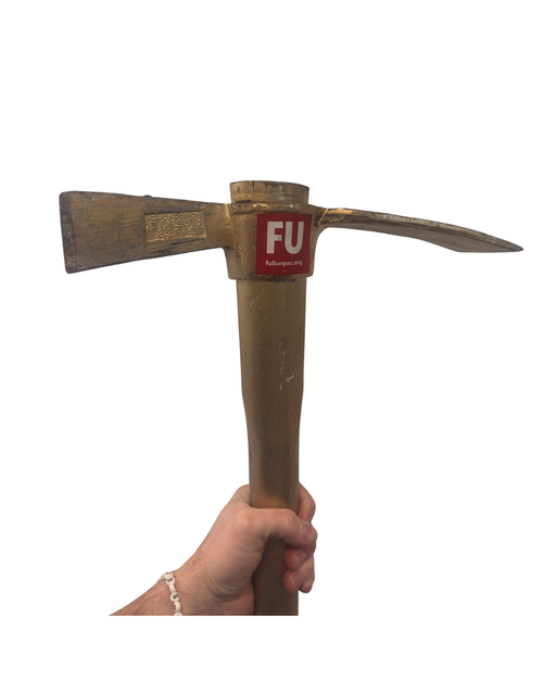 Golden Pickaxe from FUBAR PAC Tesla Smash Event 2025 1