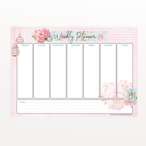 Shabby Cottage A4 Weekly Planner Landscape