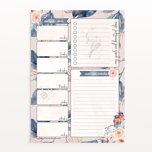 Coral Nights A4 Weekly Planner Portrait