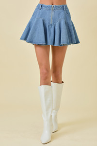 "Front Zip" Jean Mini Skort (Denim) "Front Zip" Jean Mini Skort (Denim)