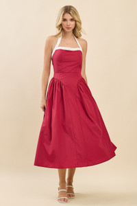 "Dolly" Halter Midi Dress (Maroon) "Dolly" Halter Midi Dress (Maroon)