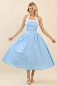 "Dolly" Halter Midi Dress (Powder Blue) "Dolly" Halter Midi Dress (Powder Blue)