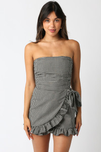 "Kristen"Gingham Romper (Black/Taupe) "Kristen"Gingham Romper (Black/Taupe)
