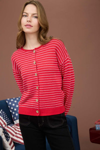 "Colby" Cardigan (Red Striped) "Colby" Cardigan (Red Striped)