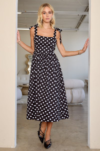 "Lydia" Polka Dot Midi Dress (Black) "Lydia" Polka Dot Midi Dress (Black)