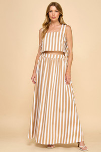 "Bonnie" Striped Set (Mocha/White) "Bonnie" Striped Set (Mocha/White)