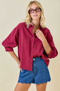 "Isabella" Button Down Top (Wine) "Isabella" Button Down Top (Wine)