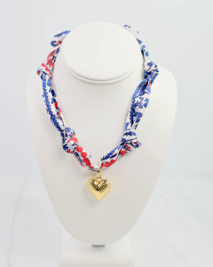 "Madeline" Scarf Necklace (Red & Blue) "Madeline" Scarf Necklace (Red & Blue)