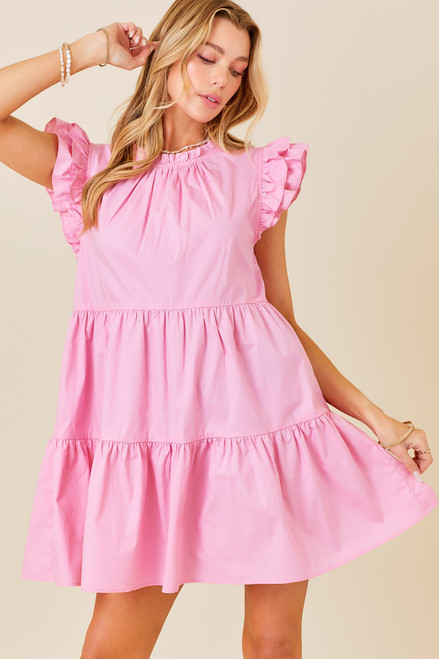 "Angie" Tiered Dress (Pink)