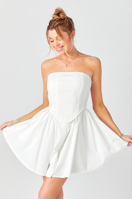 "Kellis" Babydoll Dress (White)