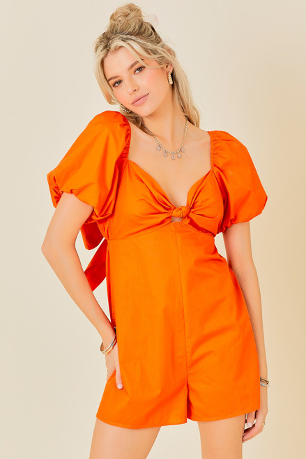 "Jackie" Bow Romper (Sunkist)