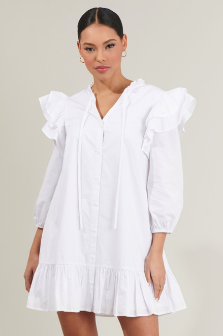 "Sammy" Ruffled Dress (White)