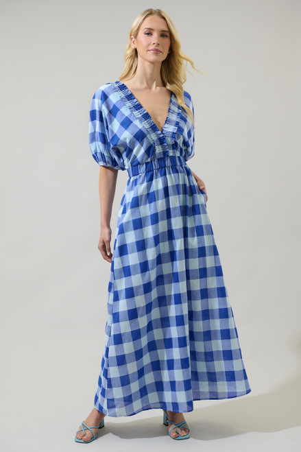 "Maggie" Gingham Dress (Blue Mix)