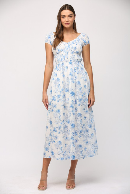 "Finley" Gauze Midi Dress (Floral)