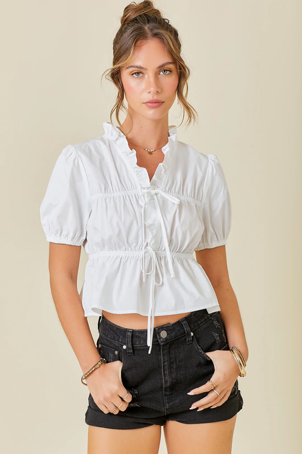 "Eva" Bow Top (White)