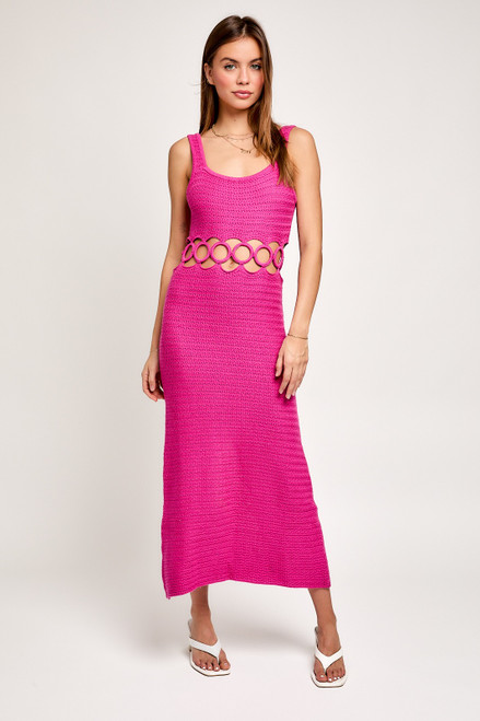 "Brooke" Crochet Midi Dress (Magenta)