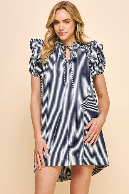 "Jay" Dress (Dark Navy Stripes)