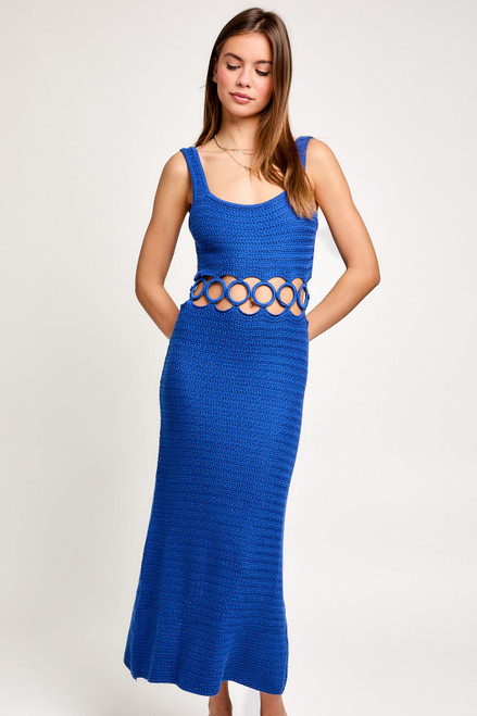 "Brooke" Crochet Midi Dress (Royal Blue)
