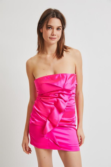 "Loren" Silky Mini Dress (Hot Pink)