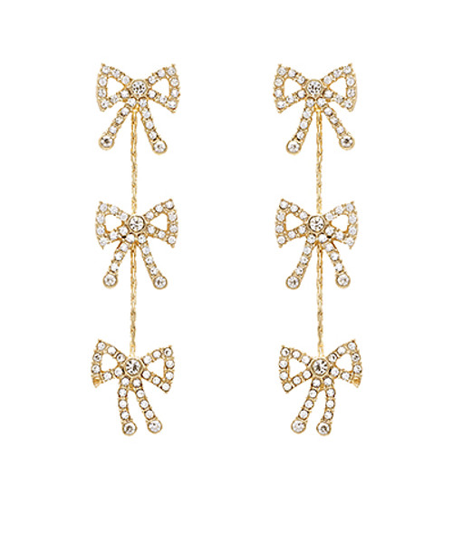 Pave Triple Bow Drop Earring