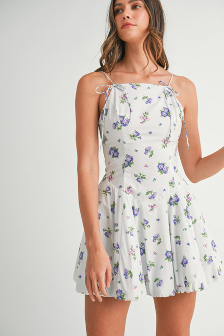  "Ella" Floral Mini Dress (Light Blue)
