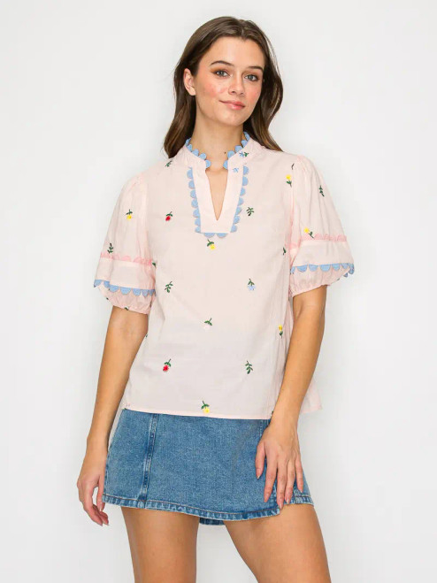 "Daisy" Floral Top (Pink)