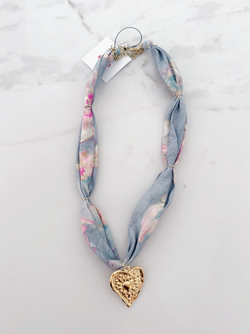 "Salone" Scarf Necklace (Grey Mix)