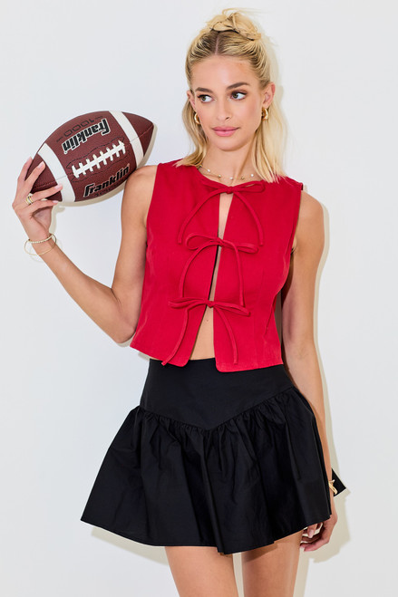 "Lexi" Denim Top (Red)