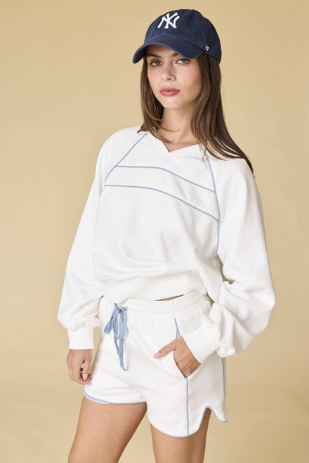 "Lyla" Comfy Set (White/Dusty Blue)