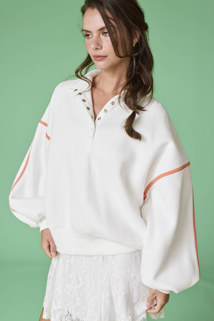 "Alexa" Comfy Pullover (White/Orange)