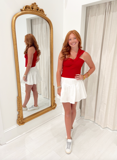 "Lottie" Ribbed Top (Red)