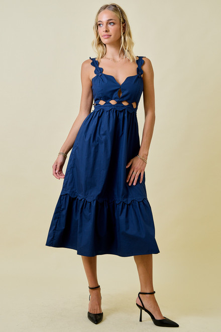 "Sailor" Cut Out Midi Dress (Navy)