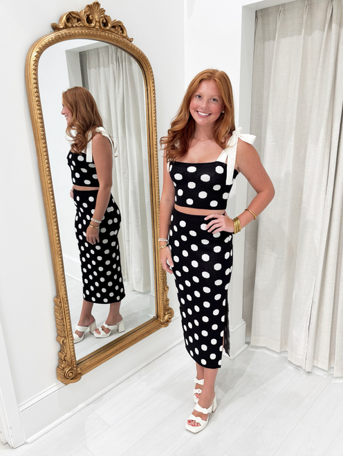 "Payton" Polka Dot Midi Set (Black) "Payton" Polka Dot Midi Set (Black)