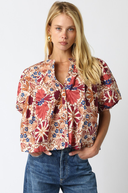 "Gabby" Floral Top (Maroon Mix)