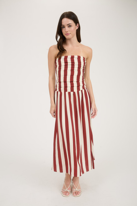 "Maya" Striped Dress (Wine) "Maya" Striped Dress (Wine)