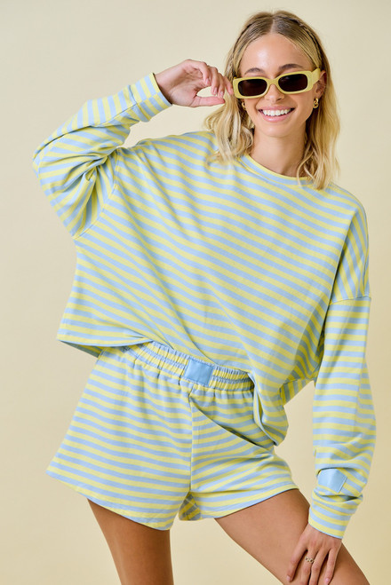 "Sasha" Long Sleeve Set (Blue/Lemon)